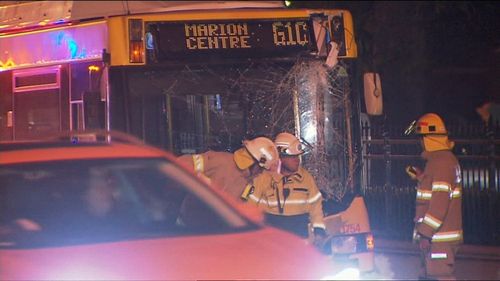 A bus has taken out a set of traffic lights after a passenger refused to pay his fare and assaulted the driver.