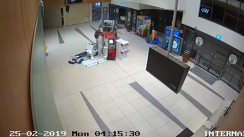 Detectives have released CCTV of the moment the thieves drove the bobcat into the ATM bank.