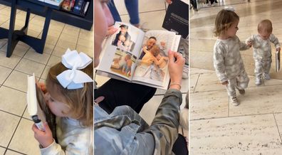 Kelsey Parker and two kids at bookstore. 