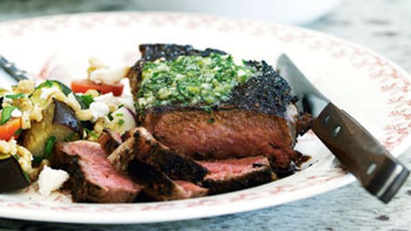 Mexican steaks with lime coriander butter