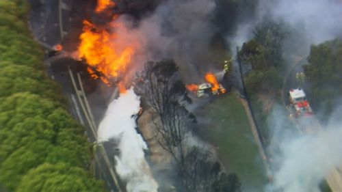 Emergency services on the scene in the 2013 crash. (9NEWS)