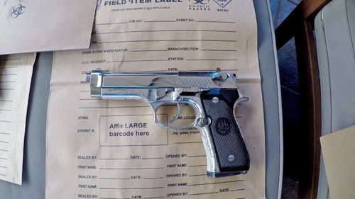 The 9mm Berretta seized from the Merrylands home today. 