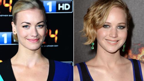 Australian actress Yvonne Strahovski and Jennifer Lawrence, who are caught up in a nude photo scandal. Picture: AP