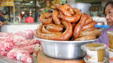 Market sausage, Bali street food