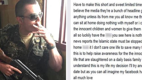 Brisbane man fighting ISIL overseas takes to Facebook to decry the terror group