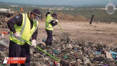 The investigation has narrowed, leading police to Swanbank where specialist police are exhuming rubbish and hand-searching it for Lesley Trotter's remains.