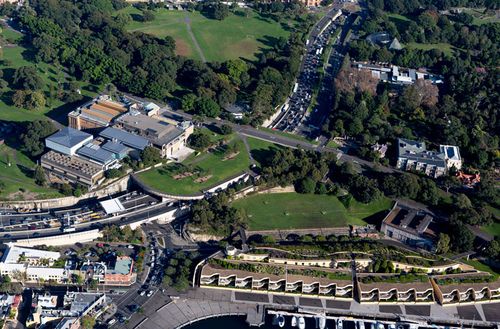 An aerial shot of the current gallery.