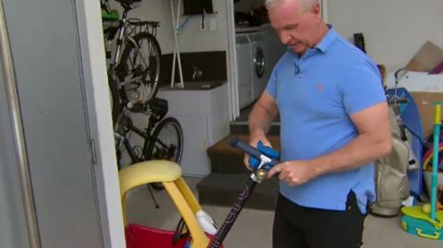 Mr Mann used a variety of tools, including a child's scooter, to stop the offender. (9NEWS)