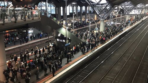 Stranded passengers at Southern Cross Station. (Julian Price)