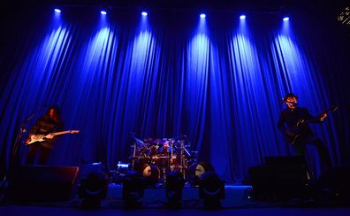 Guitarist Larry "Ler" LaLonde, drummer Tim "Herb" Alexander and singer/bassist Les Claypool of Primus perform at The Joint inside the Hard Rock Hotel & Casino on September 4, 2015 in Las Vegas, Nevada