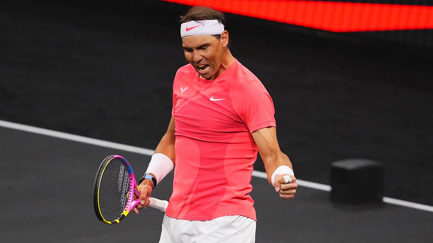 Rafael Nadal in action during The Netflix Slam at Michelob ULTRA Arena on March 03, 2024 in Las Vegas, Nevada. (Photo by Chris Unger/Getty Images)