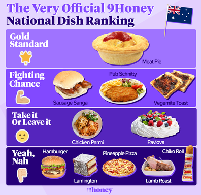 9Honey Australian National Dish ranking graphic