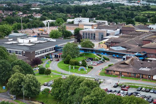 An aerial view of the Countess of Chester Hospital