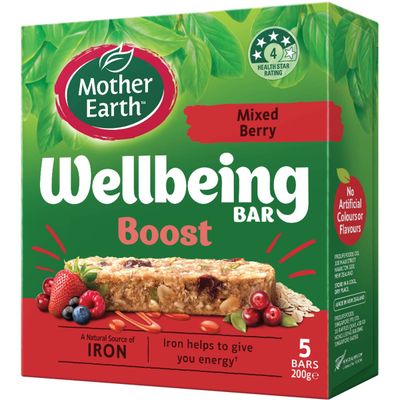Mother Earth Wellbeing Boost Mixed Berry Bars 