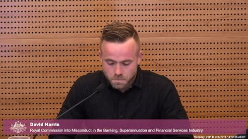 An emotional Mr Harris gave evidence against the Bank during the Royal Commission into Misconduct in the Banking, Superannuation and Financial Services Industry yesterday. Picture: FSRC.