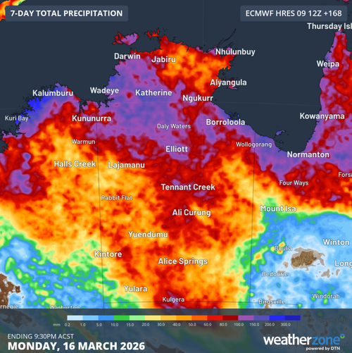 Chuvas no NT em 10 de março de 2026