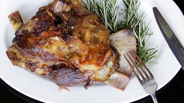 Roasted lamb shoulder with baby heirloom beetroot salad