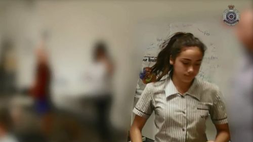 Police earlier released CCTV footage of Tiahleigh Palmer in her classroom. (Supplied)