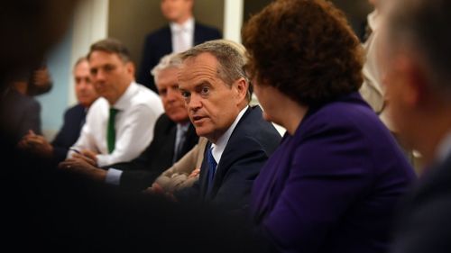 Opposition Leader Bill Shorten at a Shadow Cabinet meeting this morning (Image: AAP)