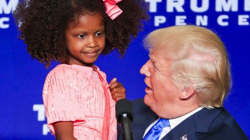 She was the first of two children Trump invited on stage. (AAP)
