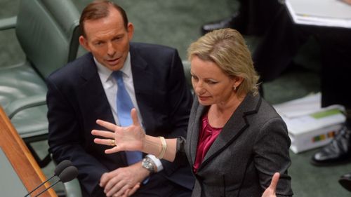  Prime Minister Tony Abbott with Sussan Ley during House of Representatives question time. (AAP)