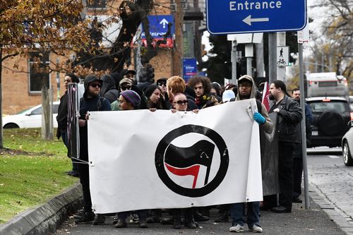 Counter protesters marching through the city today. (AAP)