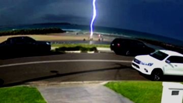 Moment young boy is struck by lightning in Warilla.