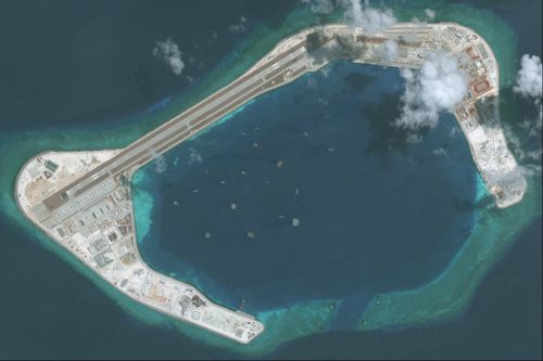 DigitalGlobe imagery of the Subi Reef in the South China Sea, a part of the Spratly Islands group.