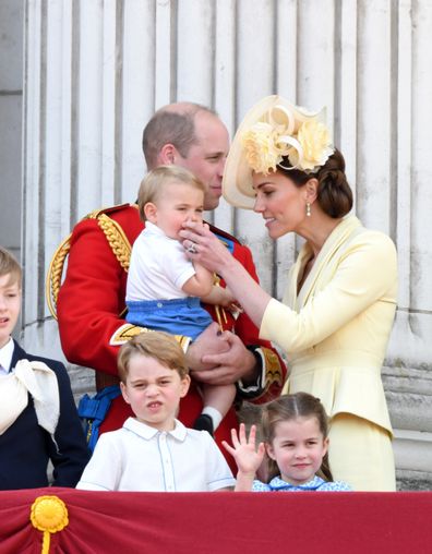 Kate gently removed his thumb from his mouth during the event.