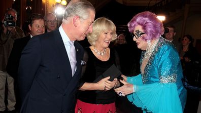King Charles III, Camilla, Queen Consort and Barry Humphries