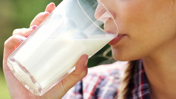 Woman drinking milk