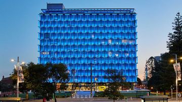 Council House has been turned blue to honour police.