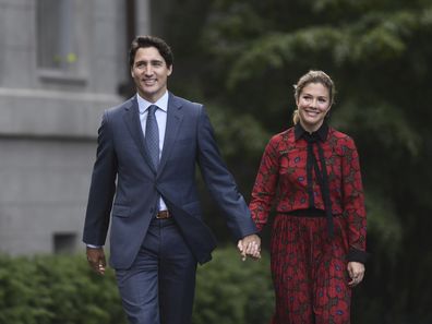 Canada's Prime Minister Justin Trudeau and his wife, Sophie Gregoire Trudeau, arrive at Rideau Hall in Ottawa, Ontario, Sept. 11, 2019.  