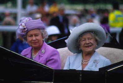 Queen Elizabeth The Queen Mother, Queen Elizabeth II, 1990. 