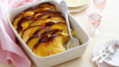Recipe:&nbsp;<a href="http://kitchen.nine.com.au/2016/05/16/11/56/peachy-brioche-and-orange-pudding" target="_top" draggable="false">Peachy brioche and orange pudding</a>