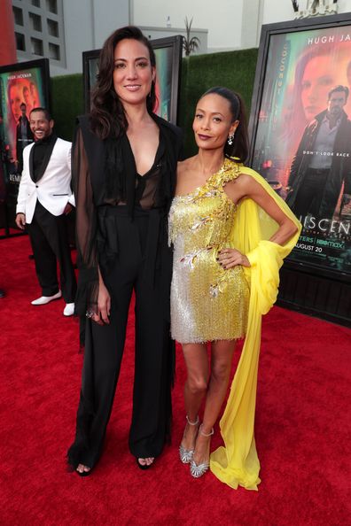Director Lisa Joy and actress Thandiwe Newton attend the LA premiere of Reminiscence on August 19.