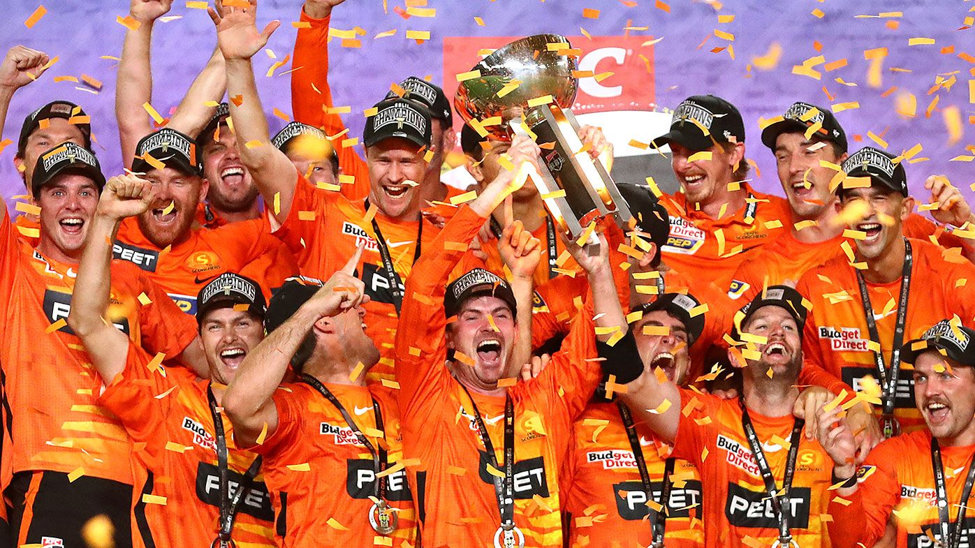 The Perth Scorchers celebrate winning BBL 11