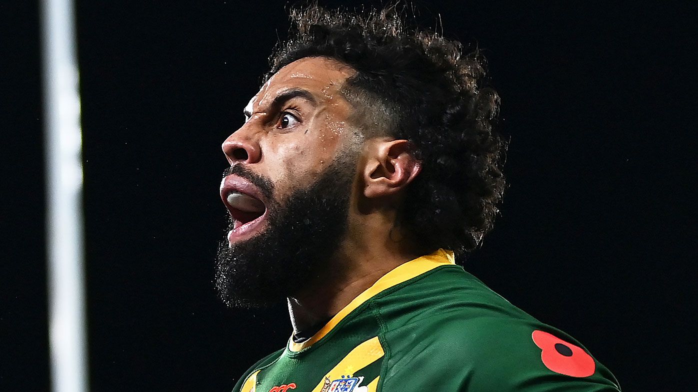 Josh Addo-Carr in action for Australia during the 2022 Rugby League World Cup
