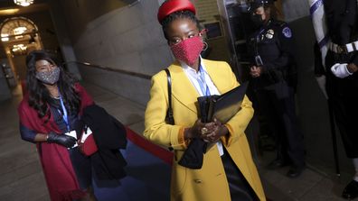 National youth poet laureate Amanda Gorman arrives at the inauguration of U.S. President-elect Joe Biden on the West Front of the U.S. Capitol on Wednesday, Jan. 20, 2021 in Washington.