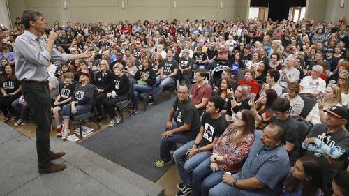 The unexpected superstar of the midterms: Beto O'Rourke is the first Democrat in a generation to galvanise voters in Texas. O'Rourke is seen speaking to voters in a county Donald Trump won by 60 percent in 2016.