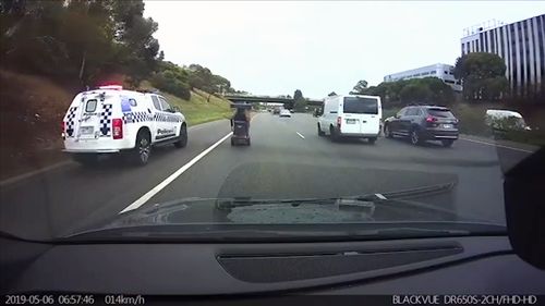 190511 Melbourne Monash Freeway mobility scooter high-speed traffic police News Victoria Australia