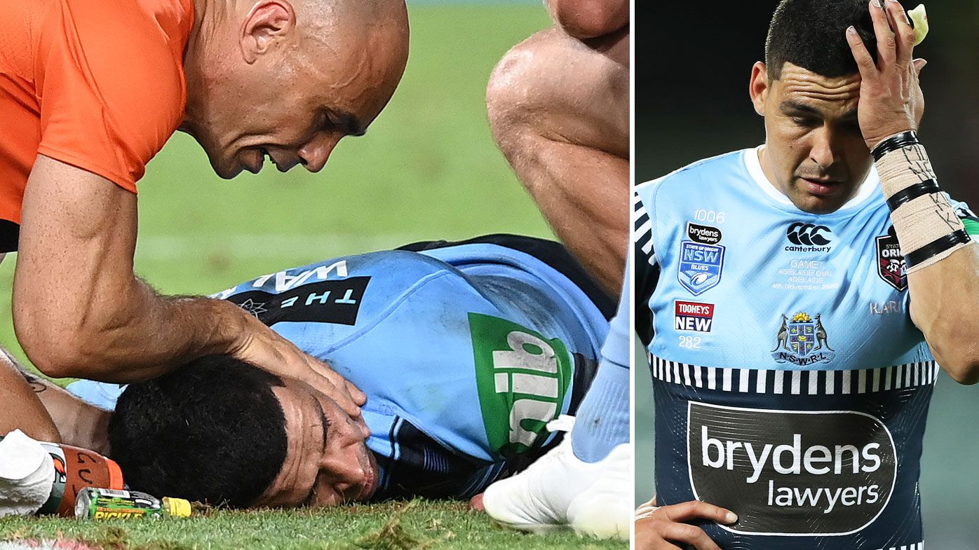 There was concern around Suncorp Stadium when Cody Walker went down in a horror head knock during Origin III. (Getty)