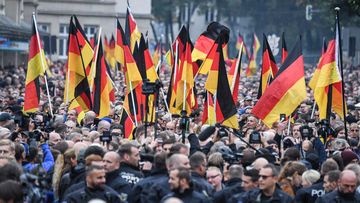 Far-right protesters during a demonstration in Chemnitz.