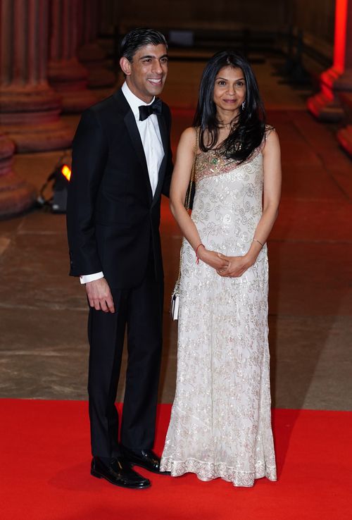 Chancellor of the Exchequer Rishi Sunak alongside his wife Akshata Murthy attend a reception to celebrate the British Asian Trust at the British Museum, in London. Picture date: Wednesday February 9, 2022. (Photo by Ian West/PA Images via Getty Images)