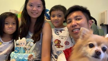 Marcus Leung, 37, emigrated to Brisbane in December with his family had to leave Pomeranian Dogzi in Hong Kong.
