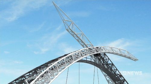 The segments will form three arches of the bridge. 
