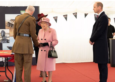 Queen Elizabeth and Prince William view a demonstration of a Forensic Explosives Investigation this week.