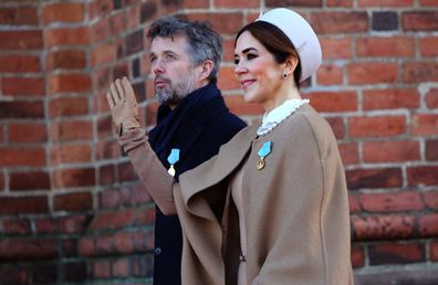 Prince Frederik and Princess Mary of Denmark seen at Roskilde on the occasion of Queen Margrethe's golden jubilee in January 2022.