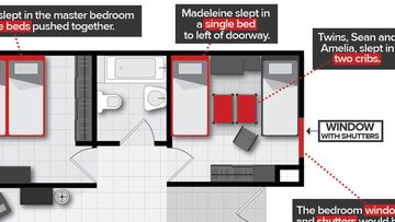 The floorplan of the two-bedroom apartment in the Ocean Club Resort, where Madeleine McCann's family stayed in 2007.