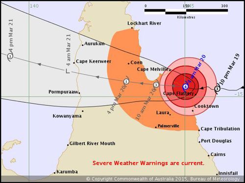 A forecast track map of Cyclone Nathan by the Bureau of Meteorology. (Supplied)